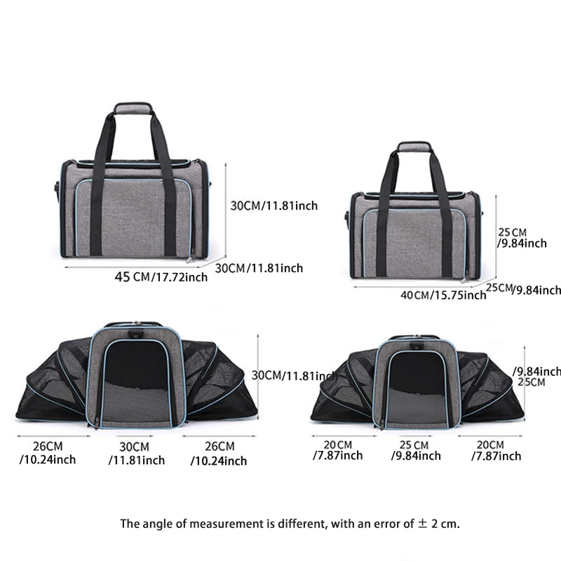 Bolsa transportadora para mascotas, bolsa plegable para perros pequeños, bolsa de transporte para gatos, bolsa de expansión para mascotas, malla transpirable, expansión plegable de mano C - Image 3