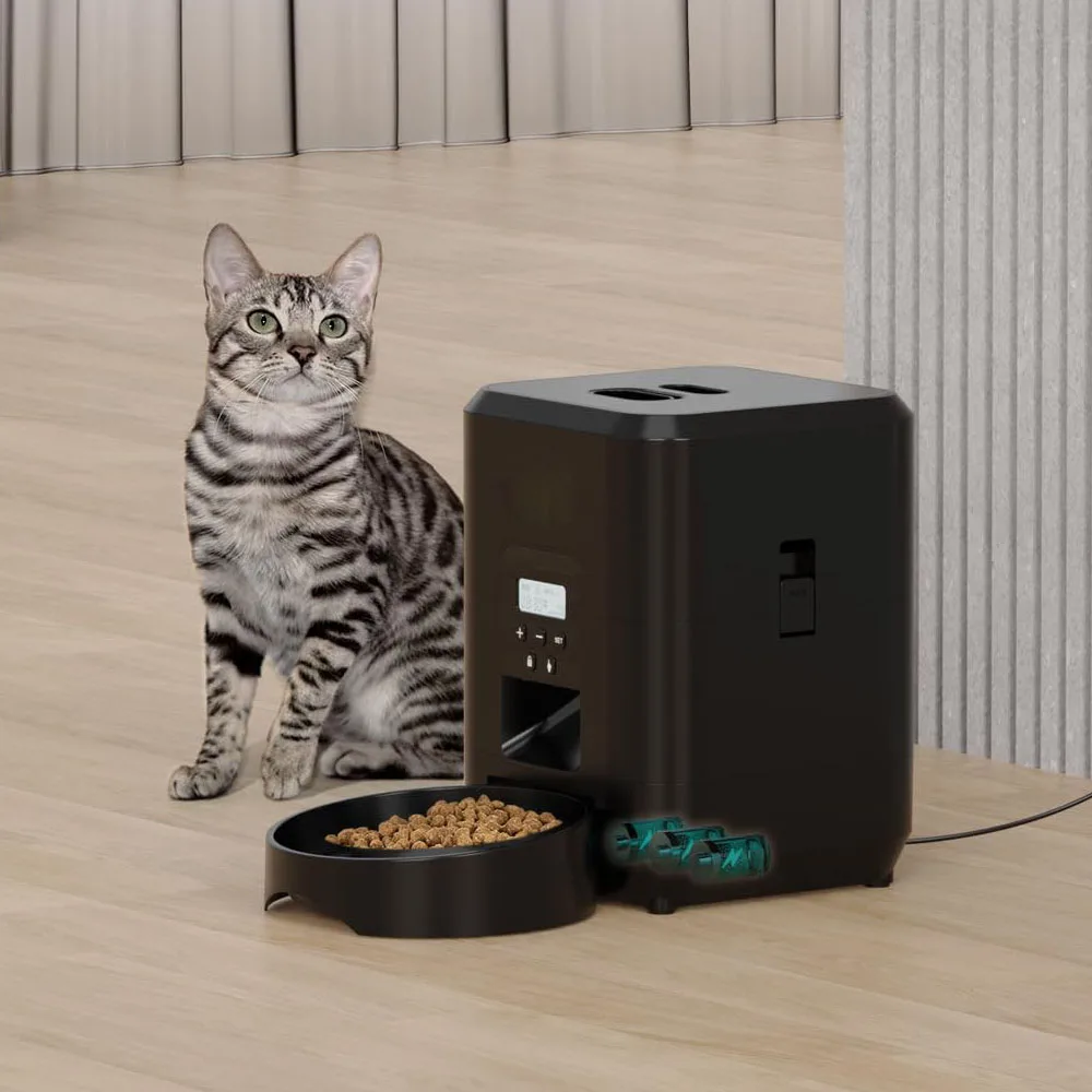 Comedero inteligente para mascotas, alimentador automático para gatos, máquina de comida lenta para perros con dispensador automático de comida para gatos cuantitativo temporizado, tazón para perros y gatos - Image 2