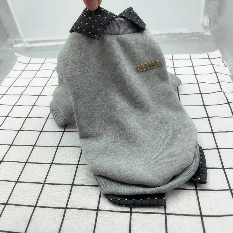 Pet Otoño e Invierno camisa cuello Patchwork chaqueta con capucha para otoño calidez Schnauzer oso Sudadera con capucha mascota camisa a cuadros ropa para cachorros - Image 2