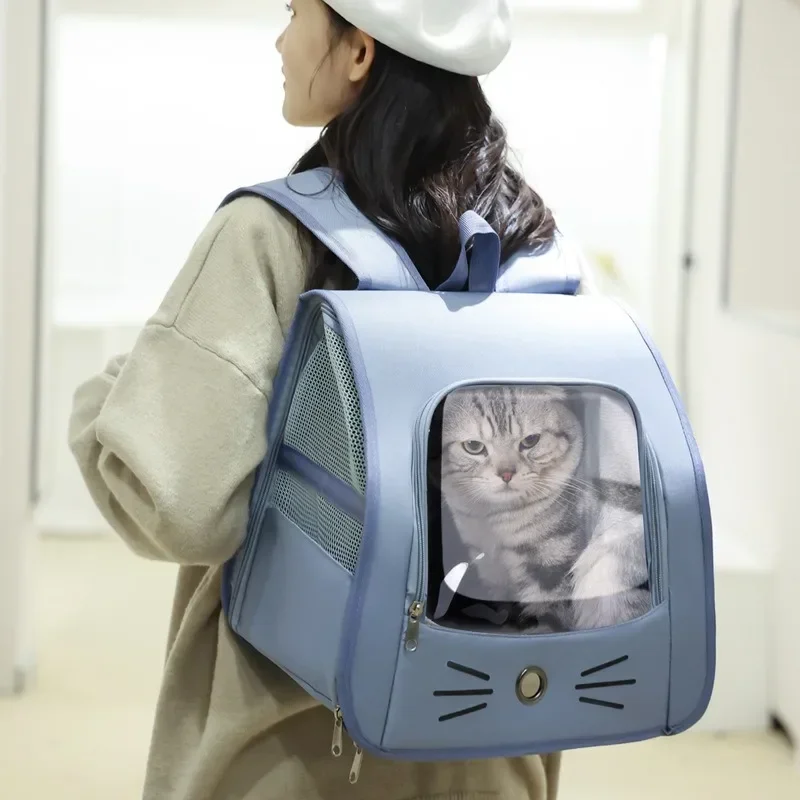 Bolsa de transporte para gatos, mochila para gatos, bolsa de hombro portátil transpirable para exteriores, portador de transporte para perros pequeños - Image 2