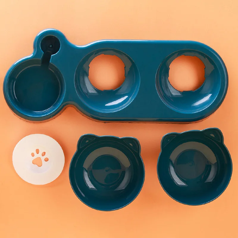 Comedero para gatos 3 en 1, dispensador automático de agua, doble cuenco, cuenco para mascotas para perros pequeños, gatos, contenedor de comida para mascotas, accesorios para gatos - Image 4
