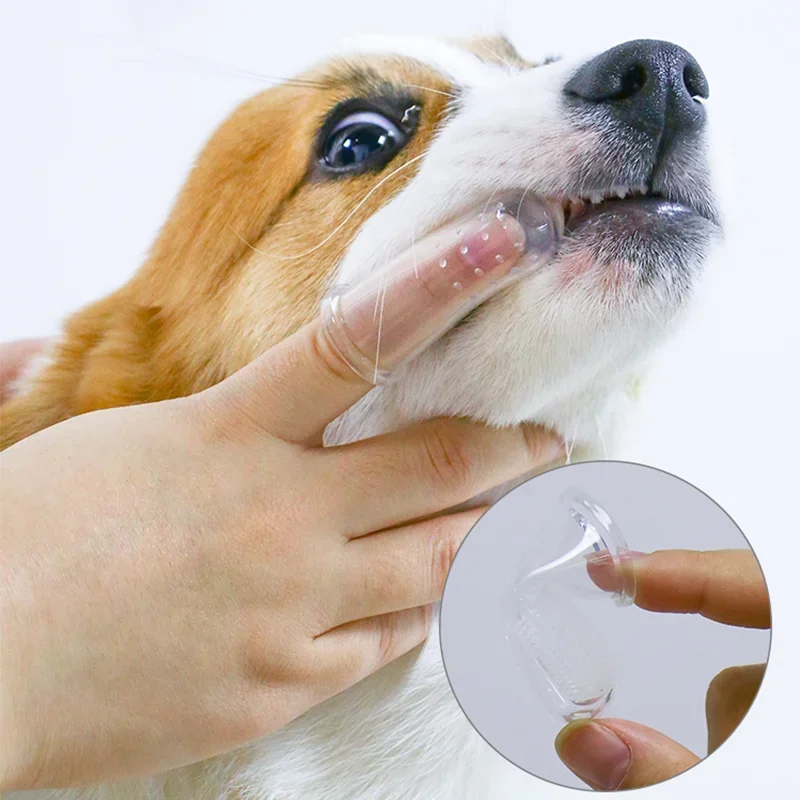 Cepillo de dientes súper suave para mascotas, cepillo para perros de peluche, herramienta para el cuidado de los dientes del sarro del mal aliento, limpieza de perros y gatos, suministros para mascotas de gel de sílice - Image 4