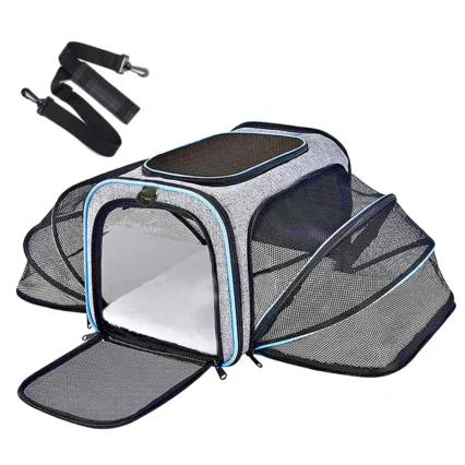Bolsa transportadora para mascotas, bolsa plegable para perros pequeños, bolsa de transporte para gatos, bolsa de expansión para mascotas, malla transpirable, expansión plegable de mano C