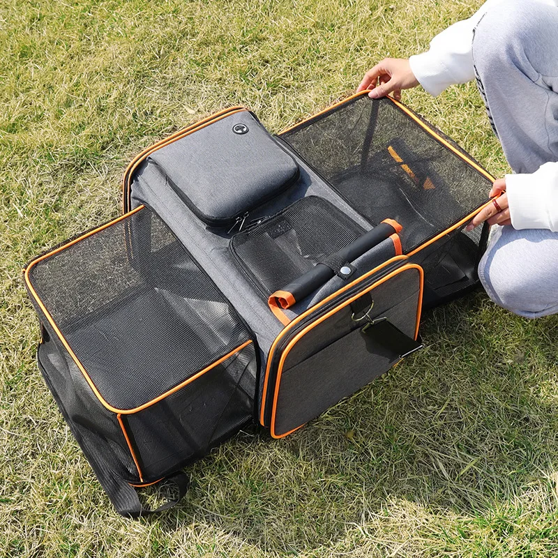 Bolsa para gatos plegable de gran capacidad para exteriores, bolso portátil para mascotas, bolsa cruzada Diagonal transpirable para gatos y perros - Image 5