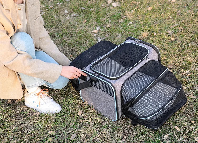 Bolsa transportadora para mascotas, bolsa plegable para perros pequeños, bolsa de transporte para gatos, bolsa de expansión para mascotas, malla transpirable, expansión plegable de mano C - Image 6