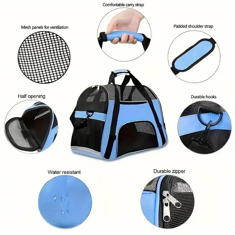 Bolsas para gatos, bolsa transportadora portátil para perros, bolsas de transporte transpirables de malla para perros pequeños, bolso plegable para gatos, bolsa de viaje para mascotas, bolsa de transporte - Image 2