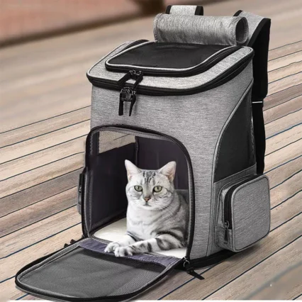 Mochila transportadora transpirable para gatos, bolsa de viaje plegable para transporte de mascotas, expandible, gran capacidad, creativa para gatos y perros
