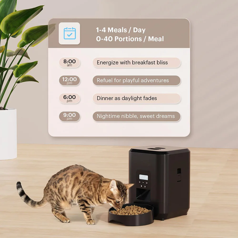 Comedero inteligente para mascotas, alimentador automático para gatos, máquina de comida lenta para perros con dispensador automático de comida para gatos cuantitativo temporizado, tazón para perros y gatos - Image 4