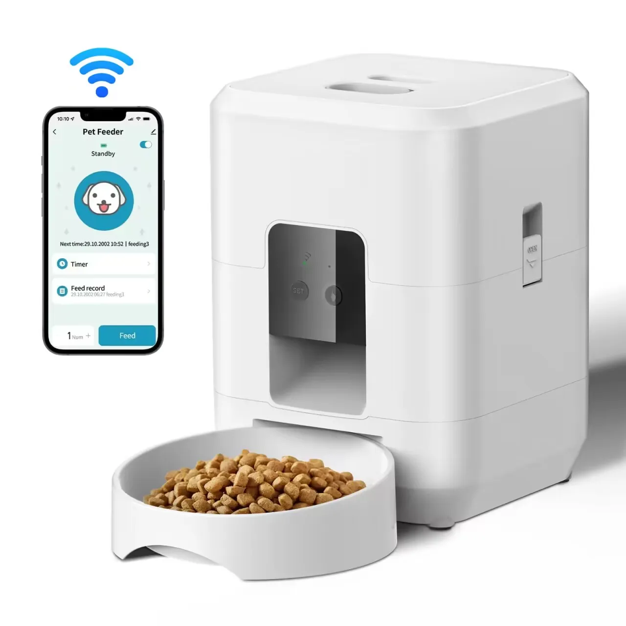 Comedero inteligente para mascotas, alimentador automático para gatos, máquina de comida lenta para perros con dispensador automático de comida para gatos cuantitativo temporizado, tazón para perros y gatos - Image 6
