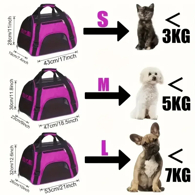 Bolsas para gatos, bolsa transportadora portátil para perros, bolsas de transporte transpirables de malla para perros pequeños, bolso plegable para gatos, bolsa de viaje para mascotas, bolsa de transporte - Image 5
