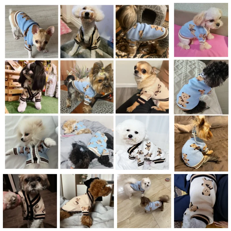 Ropa de lujo para perros Chihuahua, cárdigan a rayas para mascotas, suéter Bichon Frise, cachorro, gatito, abrigo cálido para perros, accesorios para perros y gatos, traje para mascotas - Image 2