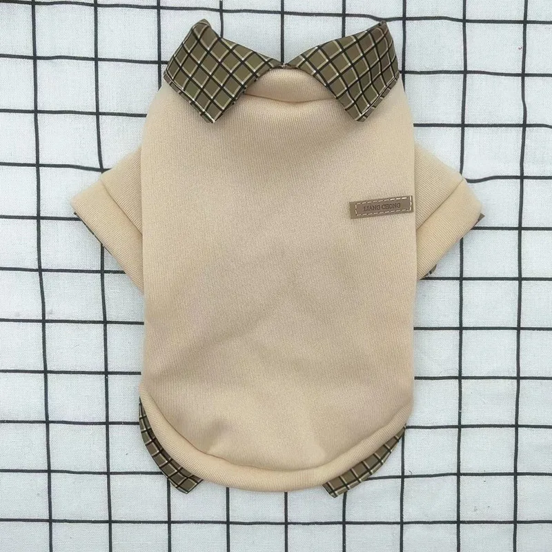 Pet Otoño e Invierno camisa cuello Patchwork chaqueta con capucha para otoño calidez Schnauzer oso Sudadera con capucha mascota camisa a cuadros ropa para cachorros - Image 4