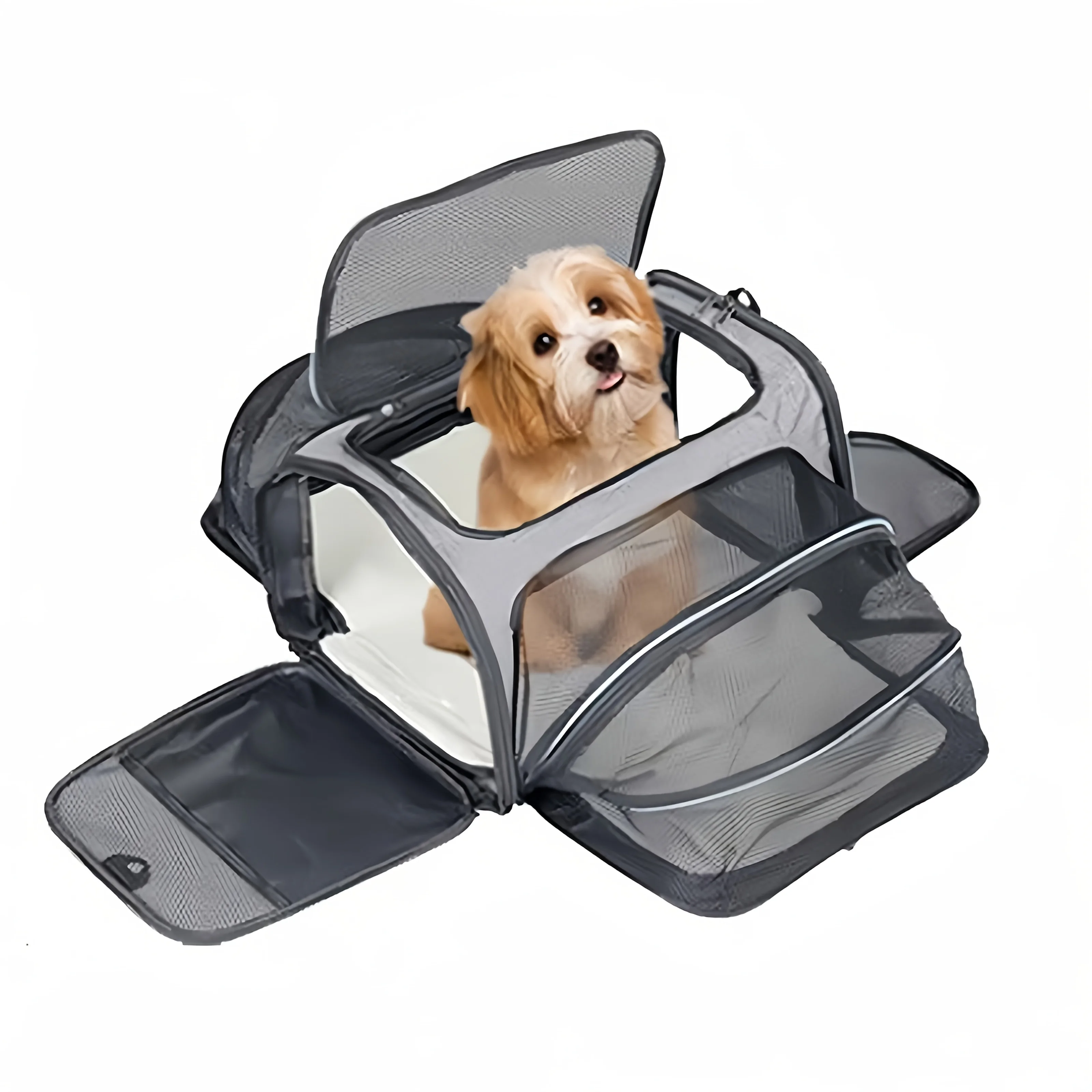 Bolsa transportadora para mascotas, bolsa plegable para perros pequeños, bolsa de transporte para gatos, bolsa de expansión para mascotas, malla transpirable, expansión plegable de mano C - Image 2