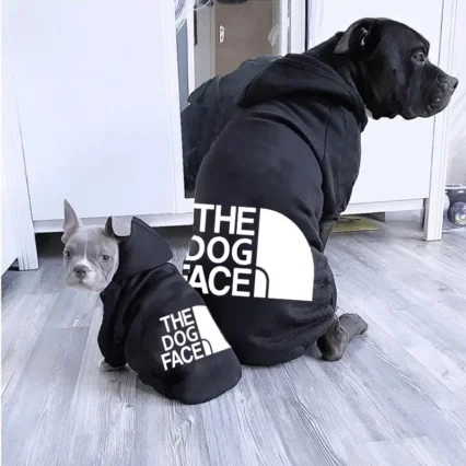 Sudaderas con capucha para perros grandes, ropa con estampado de texto, cara de perro, Bulldog francés, chaqueta de Labrador, temporada de otoño e invierno